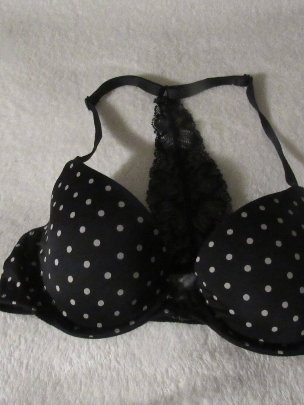 Victoria's Secret Black/Whit Racerback Demi Size 32B USED